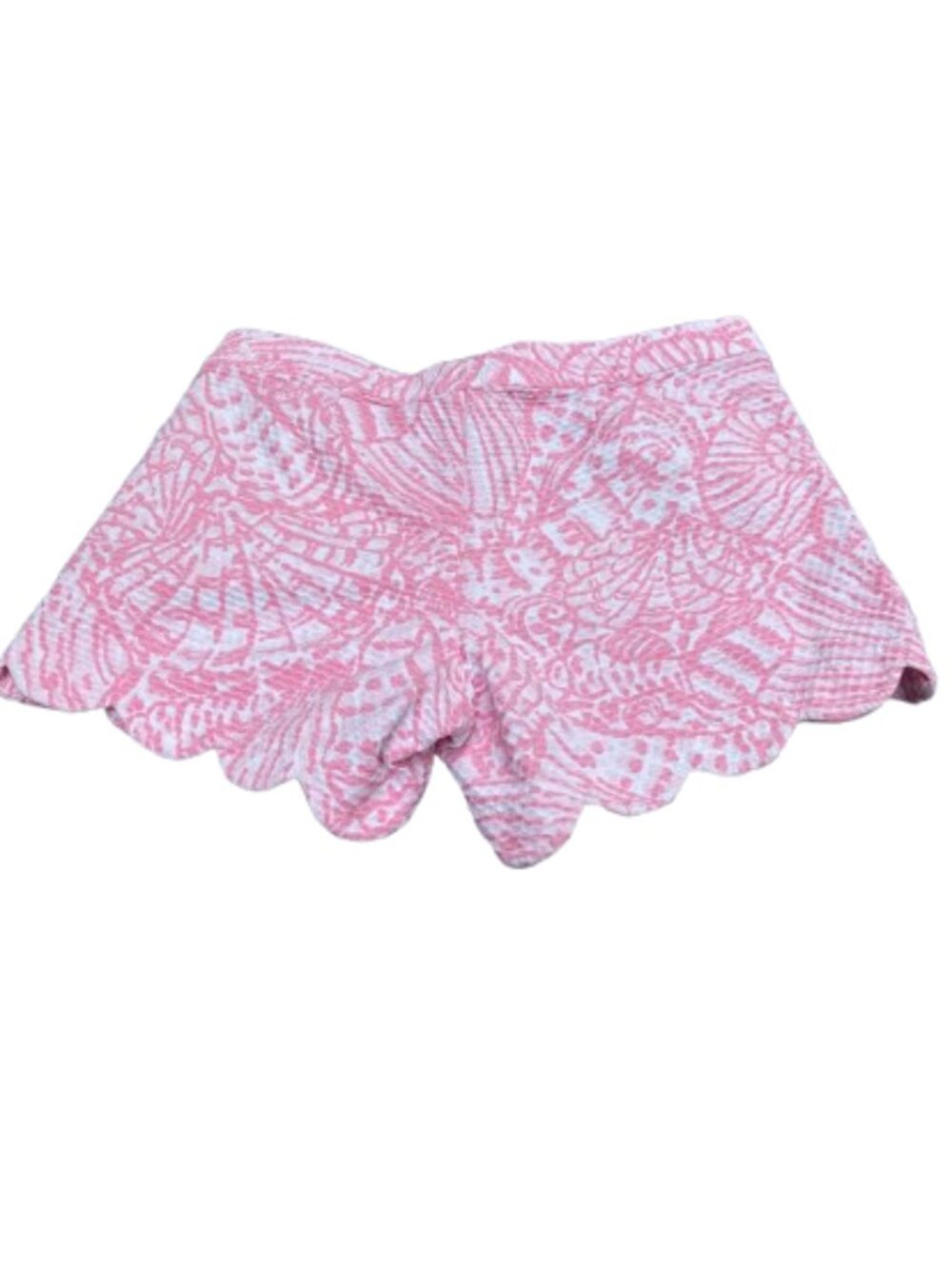 Lilly Pulitzer Shorts 4 1/2" Buttercup Cotton Scalloped Hem Pink White Midrise 6 - Picture 3 of 10